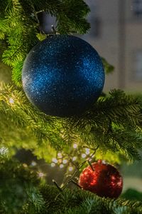 Preview wallpaper balls, christmas tree, new year, christmas, garland, street, decoration, holiday
