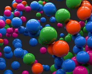 Preview wallpaper balls, colorful, flight, form