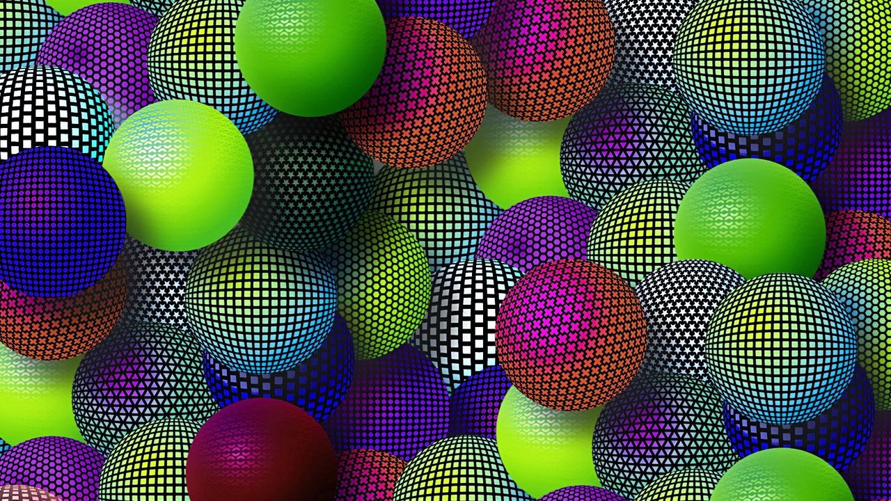Wallpaper balls, colorful, mesh, set, variety
