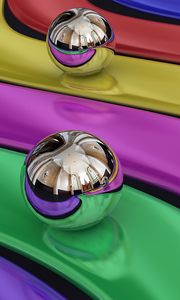 Preview wallpaper balls, colorful, rainbow, metal