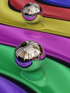 Preview wallpaper balls, colorful, rainbow, metal