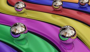 Preview wallpaper balls, colorful, rainbow, metal