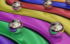 Preview wallpaper balls, colorful, rainbow, metal