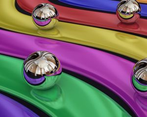 Preview wallpaper balls, colorful, rainbow, metal