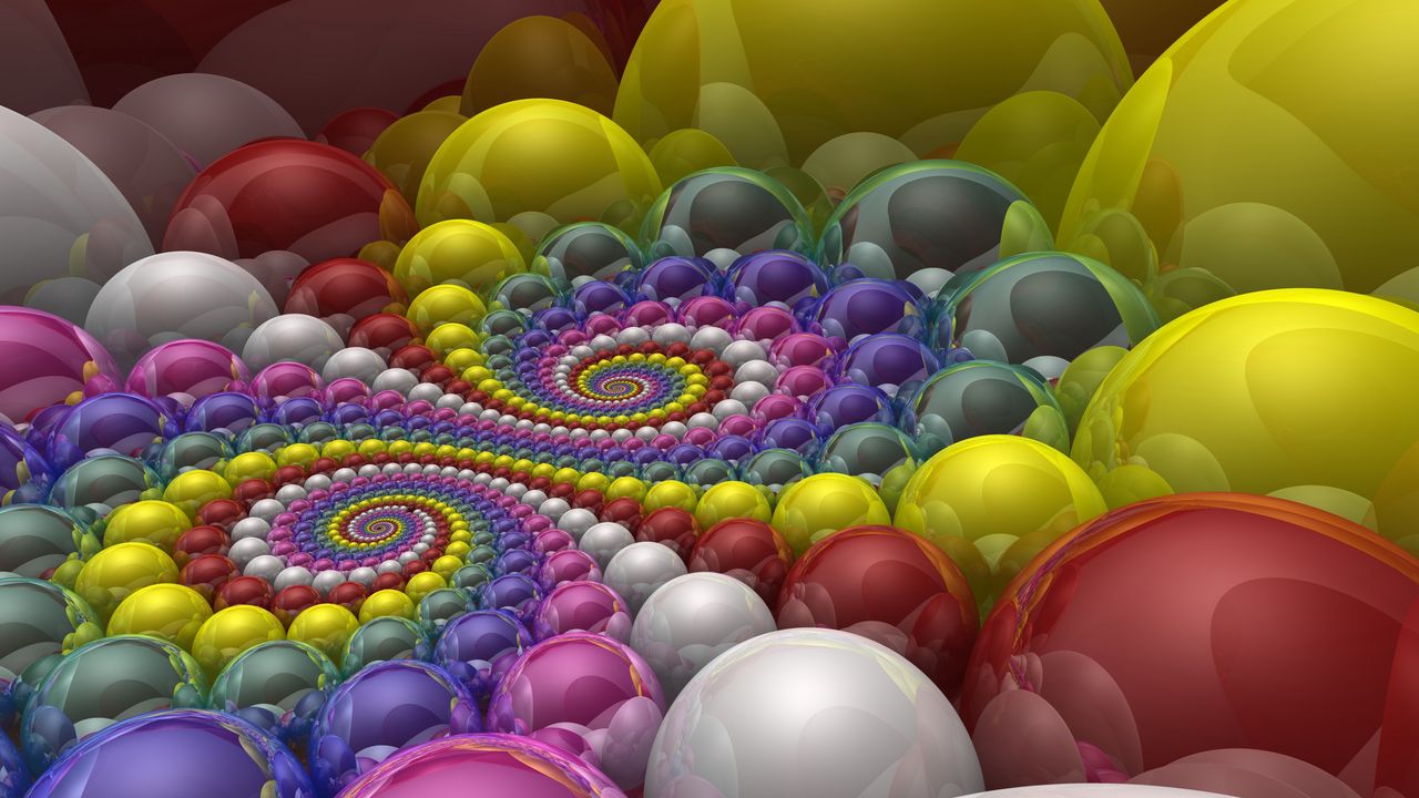 Wallpaper balls, colorful, rendering, shapes