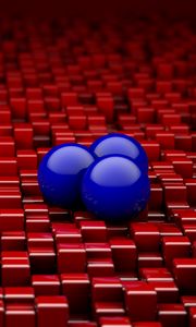 Preview wallpaper balls, cubes, red, blue, rendering