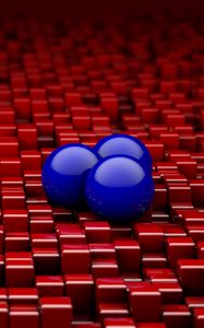 Preview wallpaper balls, cubes, red, blue, rendering