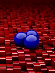 Preview wallpaper balls, cubes, red, blue, rendering