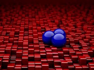 Preview wallpaper balls, cubes, red, blue, rendering