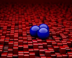 Preview wallpaper balls, cubes, red, blue, rendering