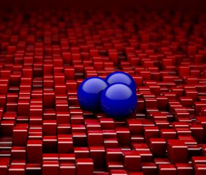 Preview wallpaper balls, cubes, red, blue, rendering