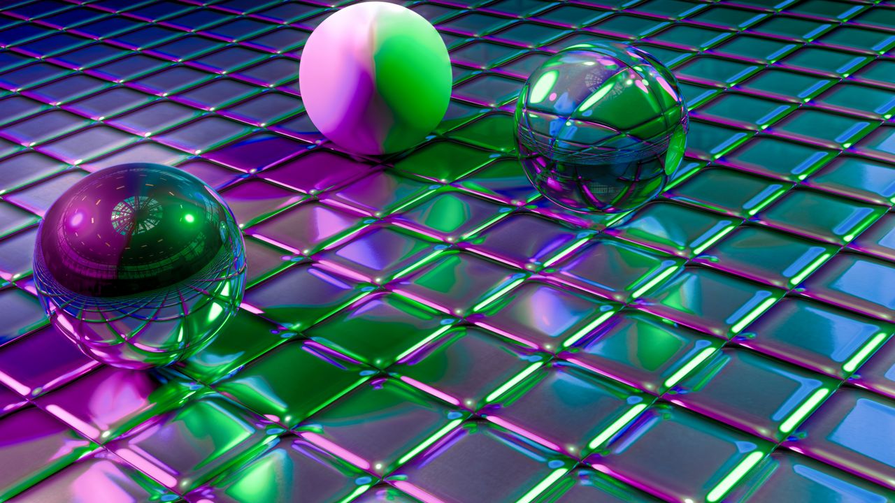 Wallpaper balls, cubes, shapes, glitter