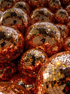 Preview wallpaper balls, decoration, glitter, reflection, mirror