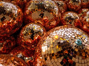 Preview wallpaper balls, decoration, glitter, reflection, mirror