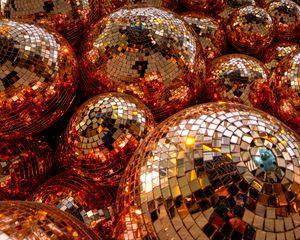 Preview wallpaper balls, decoration, glitter, reflection, mirror