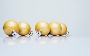 Preview wallpaper balls, decoration, golden, new year, christmas