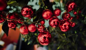 Preview wallpaper balls, decoration, red, new year, christmas