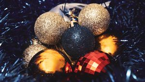 Preview wallpaper balls, decorations, tinsel, new year, christmas