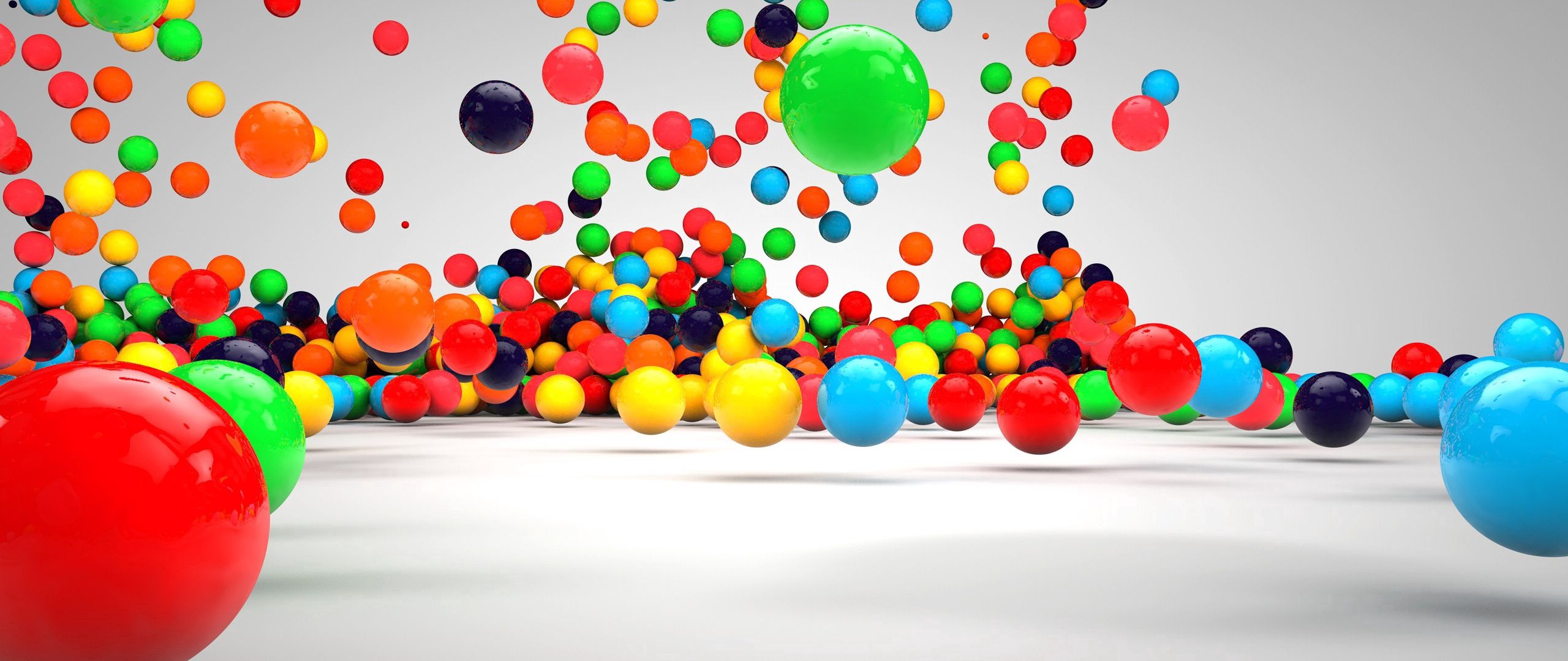 Download wallpaper 2560x1080 balls, fall, surface, colorful dual wide ...