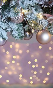 Preview wallpaper balls, garland, snow, christmas tree, new year, christmas