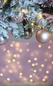 Preview wallpaper balls, garland, snow, christmas tree, new year, christmas