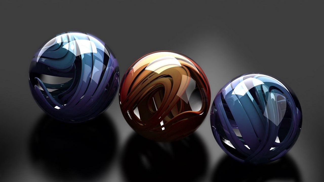 Wallpaper balls, glass, metal, sleek, form