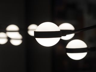 320x240 Wallpaper balls, glow, lamps, dark