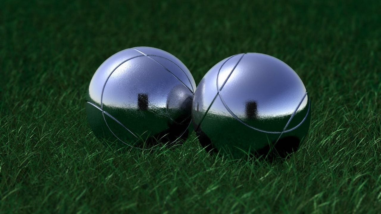 Wallpaper balls, grass, reflection