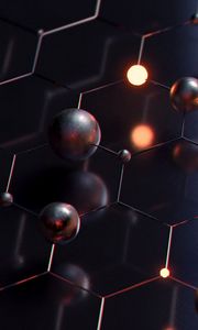 Preview wallpaper balls, hexagons, iron, compound