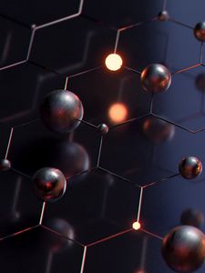 Preview wallpaper balls, hexagons, iron, compound