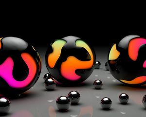 Preview wallpaper balls, light, size, surface, many