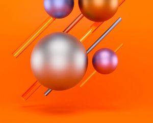 Preview wallpaper balls, lines, colorful, bright, 3d