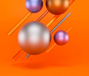 Preview wallpaper balls, lines, colorful, bright, 3d