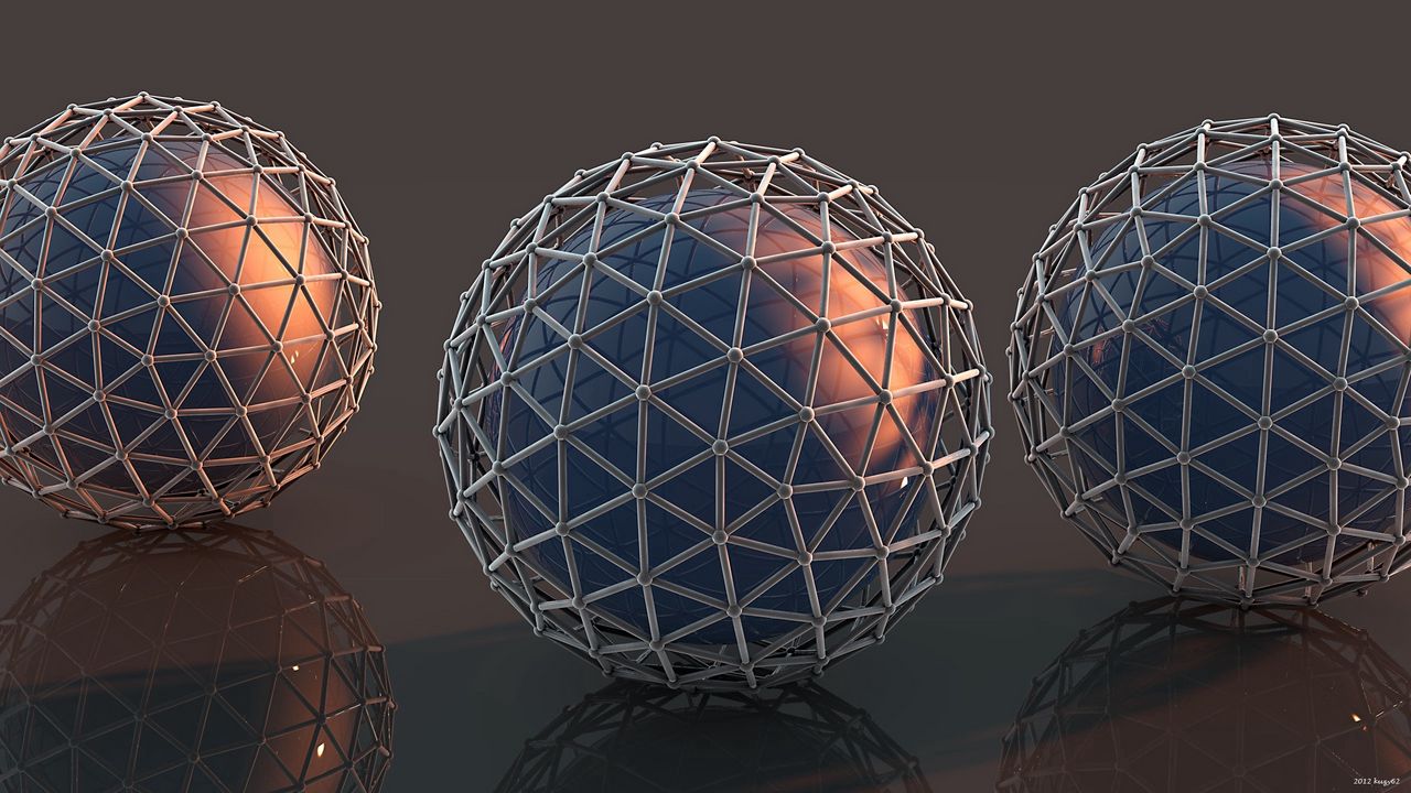 Wallpaper balls, mesh, surface, metal