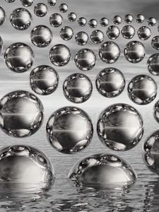 Preview wallpaper balls, metal, flight, surface