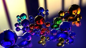 Preview wallpaper balls, molecule, massager, glass, reflection, color