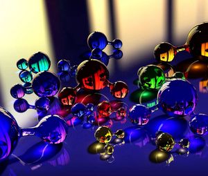 Preview wallpaper balls, molecule, massager, glass, reflection, color