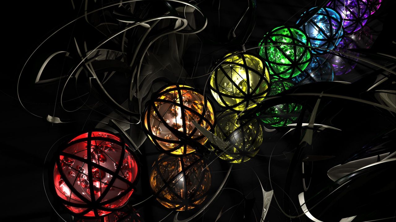 Wallpaper balls, multicolored, metal, spiral