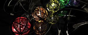 Preview wallpaper balls, multicolored, metal, spiral