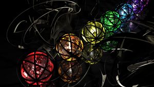 Preview wallpaper balls, multicolored, metal, spiral