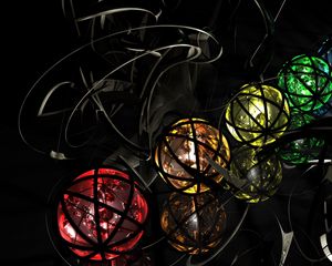 Preview wallpaper balls, multicolored, metal, spiral