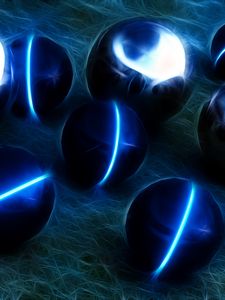 Preview wallpaper balls, neon, light, bright, metal