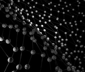 Preview wallpaper balls, network, tangled, 3d, dark