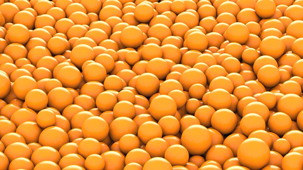 Wallpaper balls, orange, round, 3d