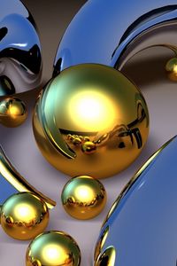 Preview wallpaper balls, patterns, metal, gold, 3d