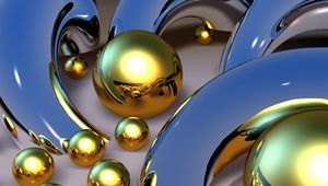 Preview wallpaper balls, patterns, metal, gold, 3d