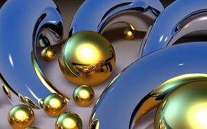 Preview wallpaper balls, patterns, metal, gold, 3d