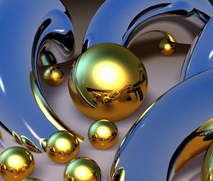 Preview wallpaper balls, patterns, metal, gold, 3d
