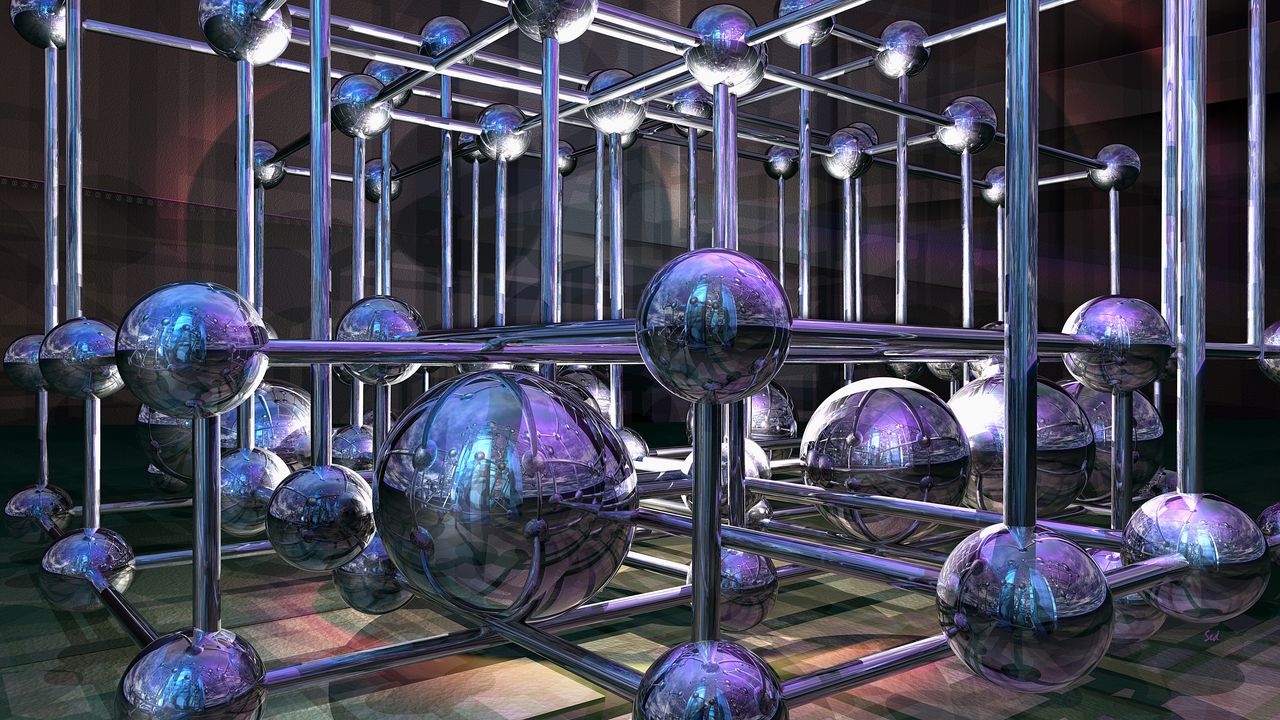 Wallpaper balls, shapes, glare, volume, 3d