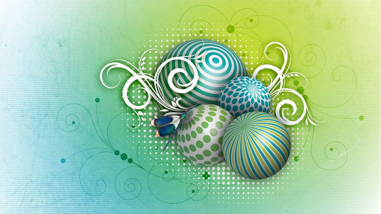 Wallpaper balls, shapes, light, ornaments